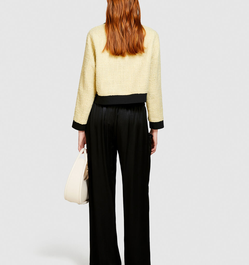 Bouclè jacket with contrast - women's jackets - Yellow | Sisley image number 3